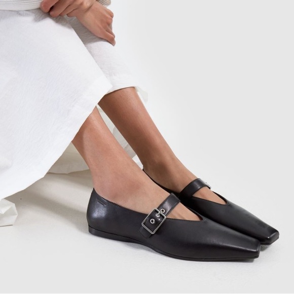NWT Vagabond Wioletta Black Leather Mary Jane Flats EU 40/US 10